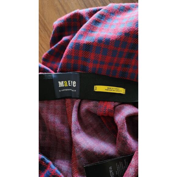 Maeve by Anthropologie The Margot Kick Flare Cropped Pants Small Red/Blue Plaid - Picture 6 of 6